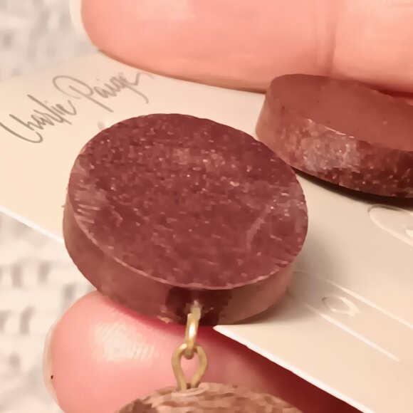 Charlie Paige women's matching set wood disc necklace & earrings - NWT - Picture 9 of 11